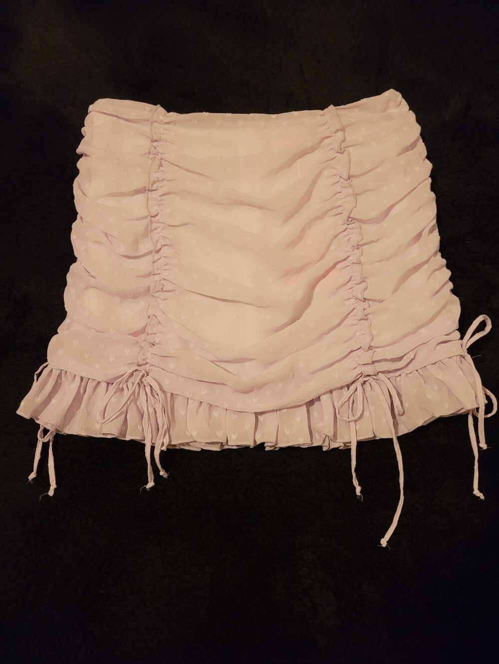 Sugar Thrillz Light Purple Ruched Heart Print Mini Skirt